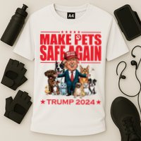 Make Pets Safe Again Trump 2024 Funny Cartoon Cooling Performance Crew T-Shirt