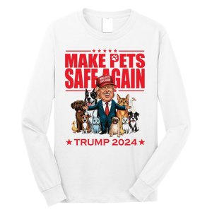 Make Pets Safe Again Trump 2024 Funny Cartoon Long Sleeve Shirt