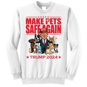 Make Pets Safe Again Trump 2024 Funny Cartoon Sweatshirt