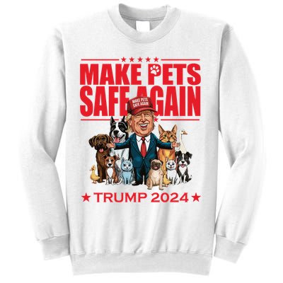 Make Pets Safe Again Trump 2024 Funny Cartoon Sweatshirt