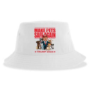 Make Pets Safe Again Trump 2024 Funny Cartoon Sustainable Bucket Hat