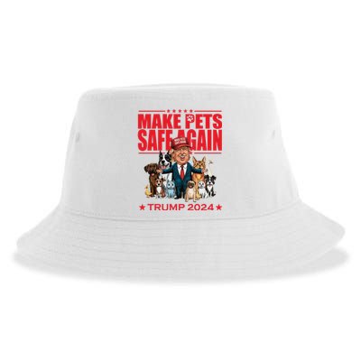 Make Pets Safe Again Trump 2024 Funny Cartoon Sustainable Bucket Hat