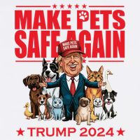 Make Pets Safe Again Trump 2024 Funny Cartoon Sustainable Bucket Hat