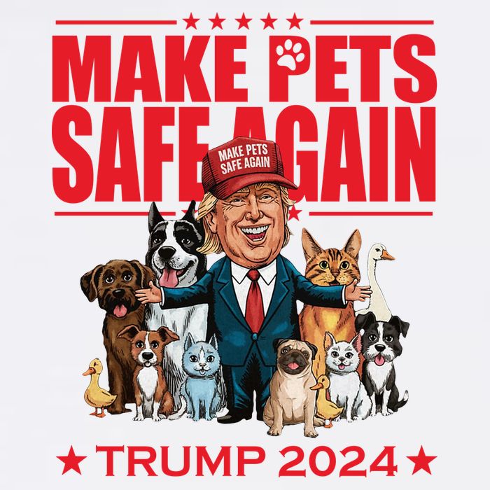 Make Pets Safe Again Trump 2024 Funny Cartoon Sustainable Bucket Hat