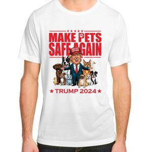 Make Pets Safe Again Trump 2024 Funny Cartoon Adult ChromaSoft Performance T-Shirt