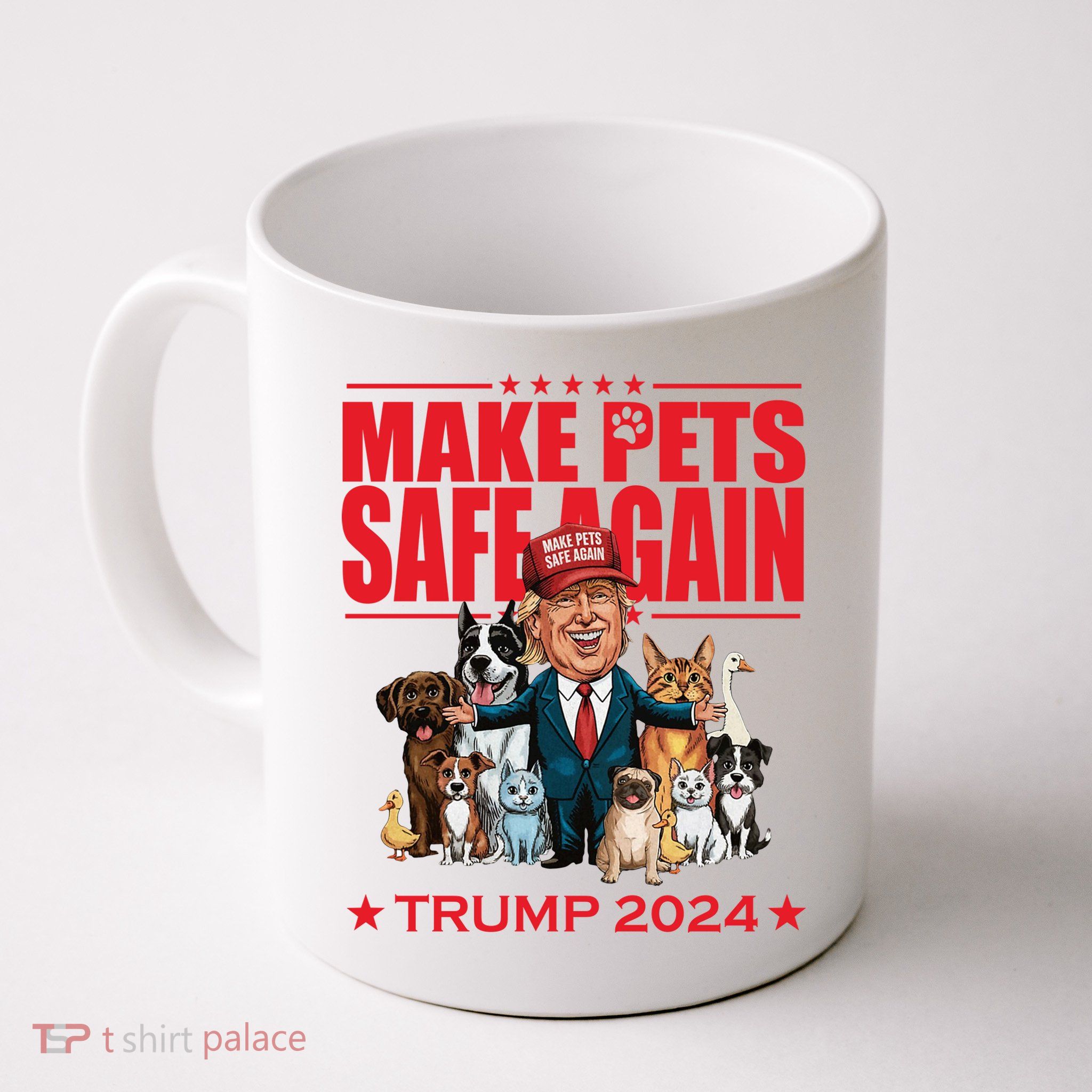 Make Pets Safe Again Trump 2024 Funny Cartoon Mug