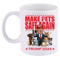 Make Pets Safe Again Trump 2024 Funny Cartoon 11oz C Handle Ceramic Mug