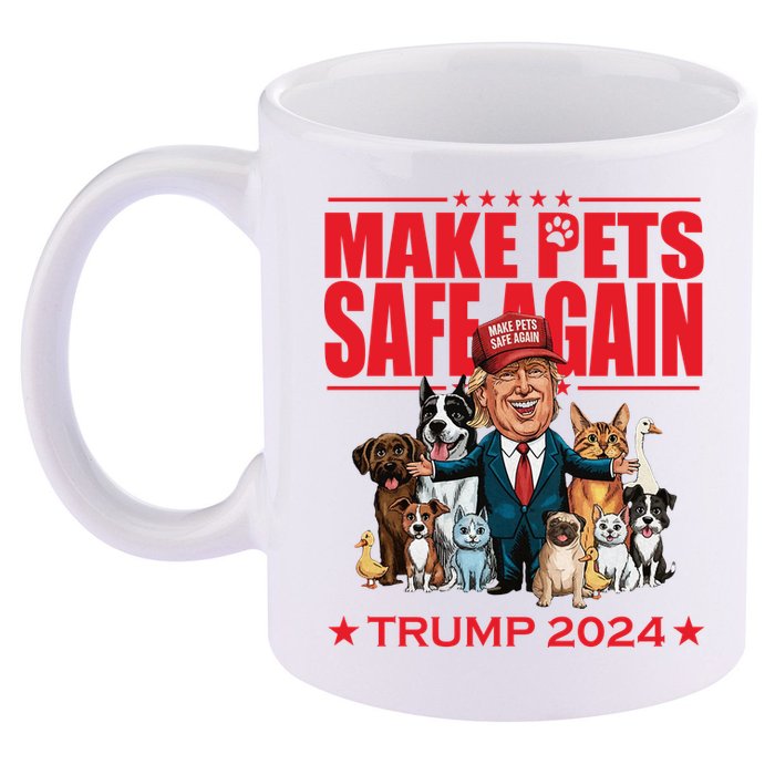 Make Pets Safe Again Trump 2024 Funny Cartoon 11oz C Handle Ceramic Mug
