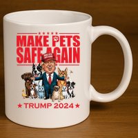 Make Pets Safe Again Trump 2024 Funny Cartoon 11oz C Handle Ceramic Mug