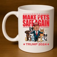 Make Pets Safe Again Trump 2024 Funny Cartoon 11oz C Handle Ceramic Mug