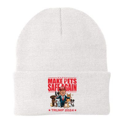 Make Pets Safe Again Trump 2024 Funny Cartoon Knit Cap Winter Beanie