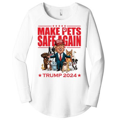 Make Pets Safe Again Trump 2024 Funny Cartoon Women's Perfect Tri Tunic Long Sleeve Shirt