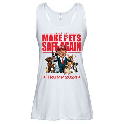 Make Pets Safe Again Trump 2024 Funny Cartoon Ladies Essential Flowy Tank