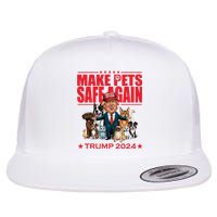 Make Pets Safe Again Trump 2024 Funny Cartoon Flat Bill Trucker Hat