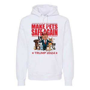 Make Pets Safe Again Trump 2024 Funny Cartoon Premium Hoodie