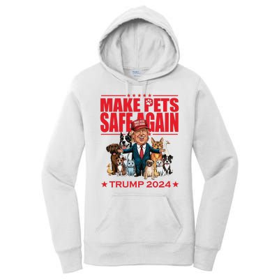 Make Pets Safe Again Trump 2024 Funny Cartoon Women's Pullover Hoodie