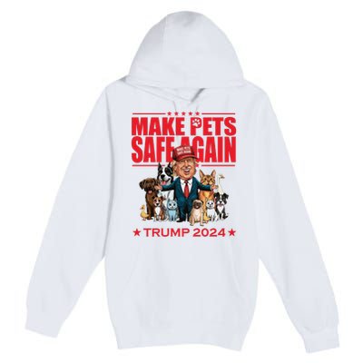 Make Pets Safe Again Trump 2024 Funny Cartoon Premium Pullover Hoodie