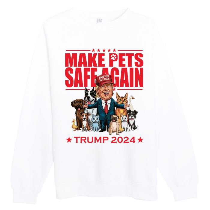 Make Pets Safe Again Trump 2024 Funny Cartoon Premium Crewneck Sweatshirt