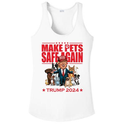 Make Pets Safe Again Trump 2024 Funny Cartoon Ladies PosiCharge Competitor Racerback Tank