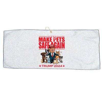 Make Pets Safe Again Trump 2024 Funny Cartoon Large Microfiber Waffle Golf Towel