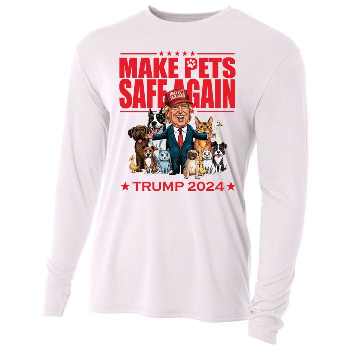 Make Pets Safe Again Trump 2024 Funny Cartoon Cooling Performance Long Sleeve Crew