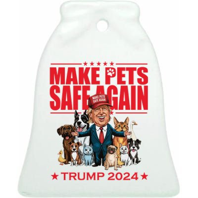 Make Pets Safe Again Trump 2024 Funny Cartoon Ceramic Bell Ornament