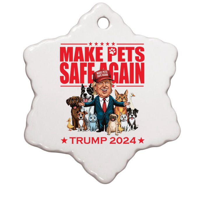 Make Pets Safe Again Trump 2024 Funny Cartoon Ceramic Star Ornament