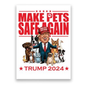 Make Pets Safe Again Trump 2024 Funny Cartoon Poster