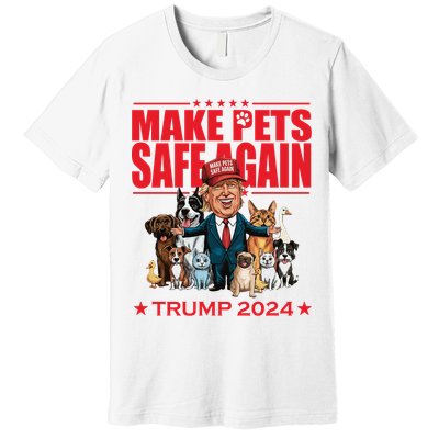 Make Pets Safe Again Trump 2024 Funny Cartoon Premium T-Shirt