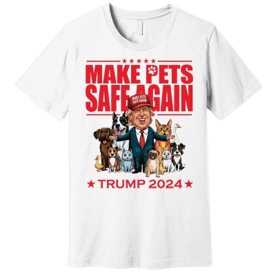 Make Pets Safe Again Trump 2024 Funny Cartoon Premium T-Shirt