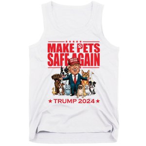 Make Pets Safe Again Trump 2024 Funny Cartoon Tank Top