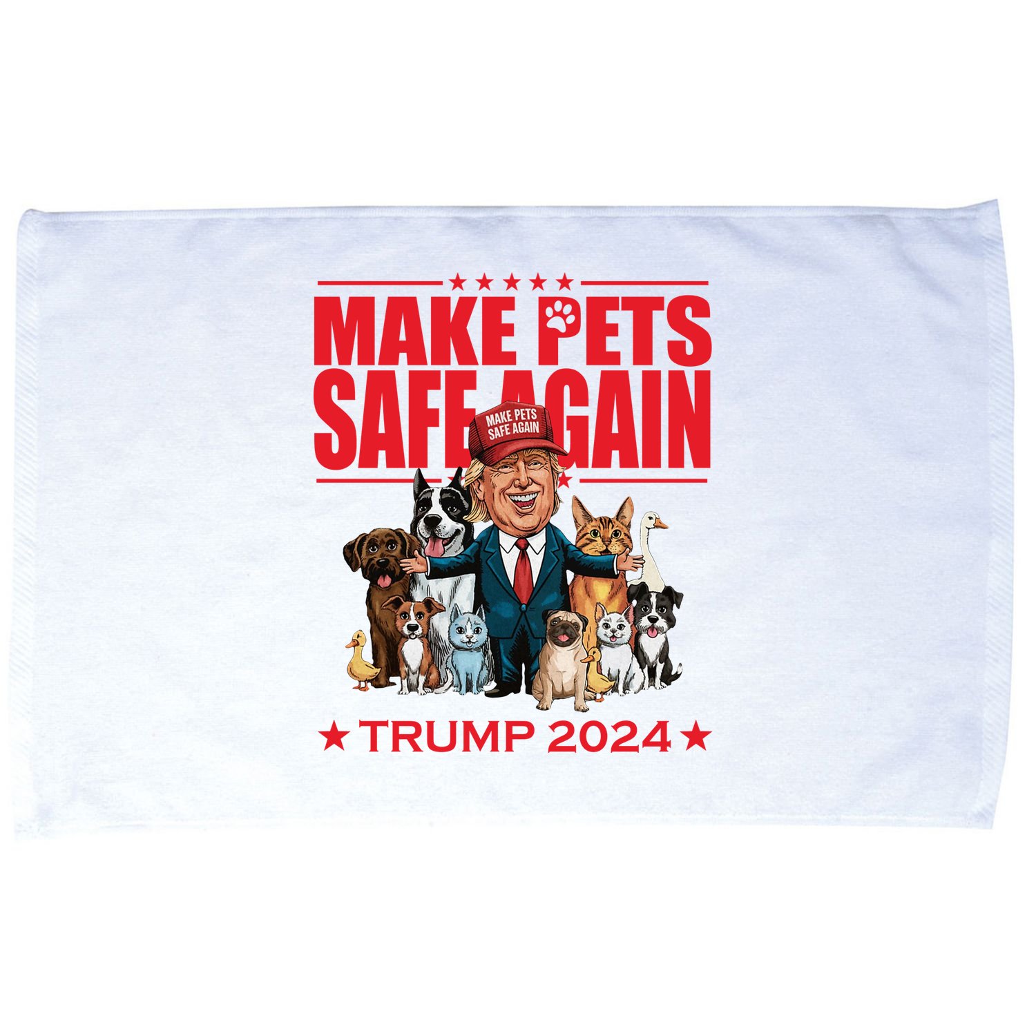 Make Pets Safe Again Trump 2024 Funny Cartoon Microfiber Hand Towel