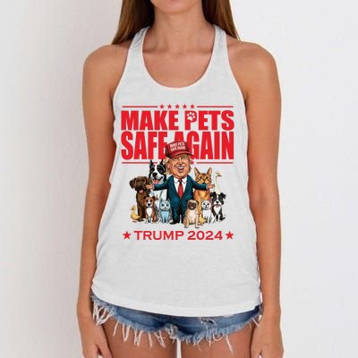 Make Pets Safe Again Trump 2024 Funny Cartoon Women's Knotted Racerback Tank