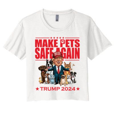 Make Pets Safe Again Trump 2024 Funny Cartoon Crop Top