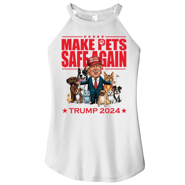 Make Pets Safe Again Trump 2024 Funny Cartoon Women's Perfect Tri Rocker Tank