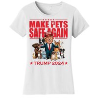 Make Pets Safe Again Trump 2024 Funny Cartoon Women's T-Shirt