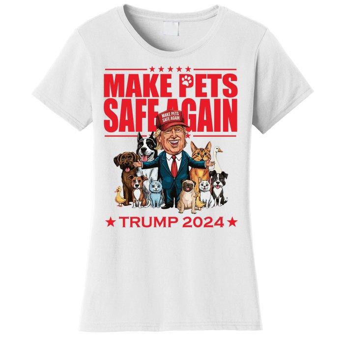 Make Pets Safe Again Trump 2024 Funny Cartoon Women's T-Shirt