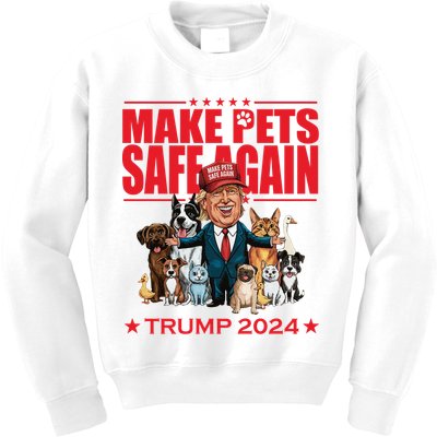Make Pets Safe Again Trump 2024 Funny Cartoon Kids Sweatshirt