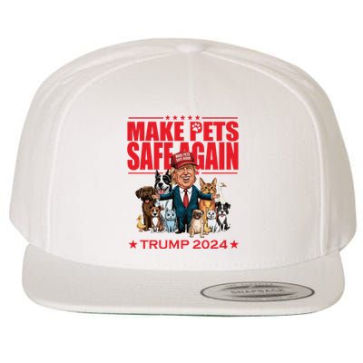 Make Pets Safe Again Trump 2024 Funny Cartoon Wool Snapback Cap