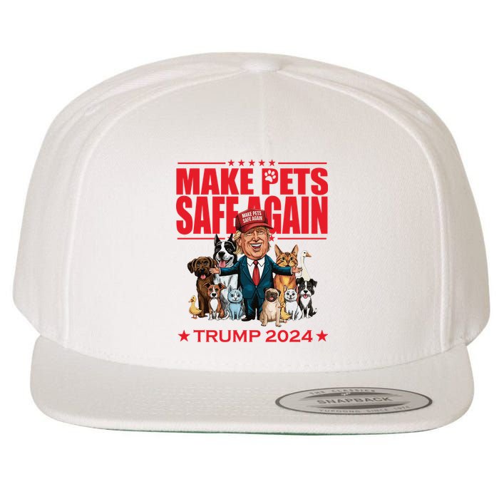 Make Pets Safe Again Trump 2024 Funny Cartoon Wool Snapback Cap