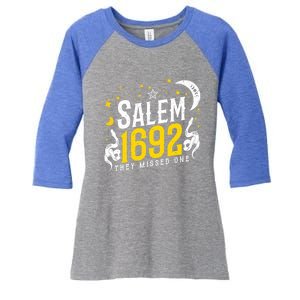 Moon Phases Salem 1692 They Missed One For Witch Halloween Gift Women's Tri-Blend 3/4-Sleeve Raglan Shirt