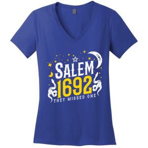 Moon Phases Salem 1692 They Missed One For Witch Halloween Gift Women's V-Neck T-Shirt