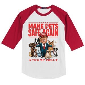 Make Pets Safe Again Trump 2024 Save Our Pets Kids Colorblock Raglan Jersey