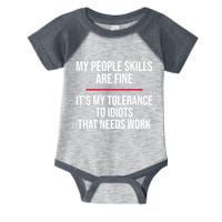My People Skills Are Just Fine It's My Tolerance To Idiots That Needs Work Infant Baby Jersey Bodysuit
