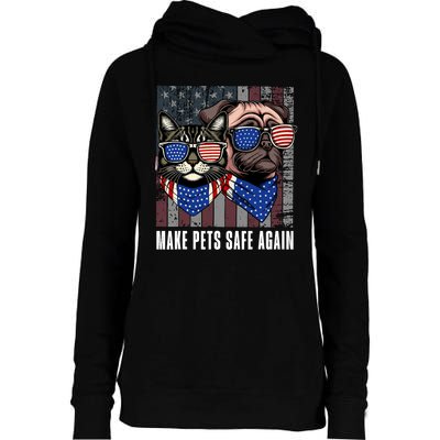 Make Pets Safe Again Trump Harris Debate Eating The Dogs Cat Womens Funnel Neck Pullover Hood