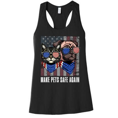 Make Pets Safe Again Trump Harris Debate Eating The Dogs Cat Women's Racerback Tank