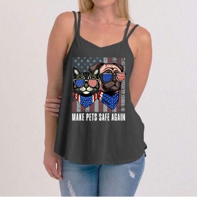 Make Pets Safe Again Trump Harris Debate Eating The Dogs Cat Women's Strappy Tank