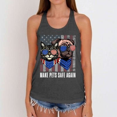 Make Pets Safe Again Trump Harris Debate Eating The Dogs Cat Women's Knotted Racerback Tank