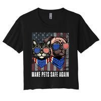 Make Pets Safe Again Trump Harris Debate Eating The Dogs Cat Women's Crop Top Tee