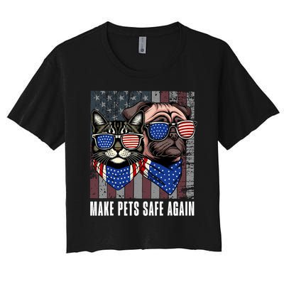 Make Pets Safe Again Trump Harris Debate Eating The Dogs Cat Women's Crop Top Tee